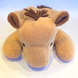 Plush Beige/Brown Lying Horse Stuffed Bean Animal Toy 8.5" Length